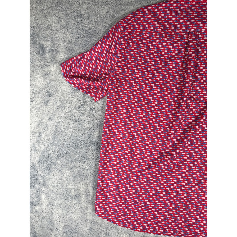 Vineyard Vines Mens Medium Performance Fish Print Short Sleeve Button Down Shirt - Picture 11 of 13